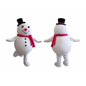 Snowman Mascot Costume Adult Christmas Winter Character Suit with Hat & Scarf Full Body – Holiday Party Event Outfit