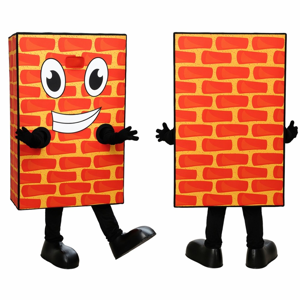 Brick Wall Mascot Costume Adult Cartoon Block Character Suit Full Body – Advertising Event Promotion Outfit