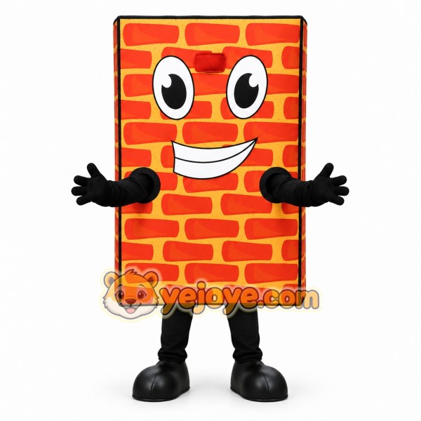 Brick Wall Mascot Costume Adult Cartoon Block Character Suit Full Body – Advertising Event Promotion Outfit