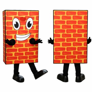 Brick Wall Mascot Costume Adult Cartoon Block Character Suit Full Body – Advertising Event Promotion Outfit