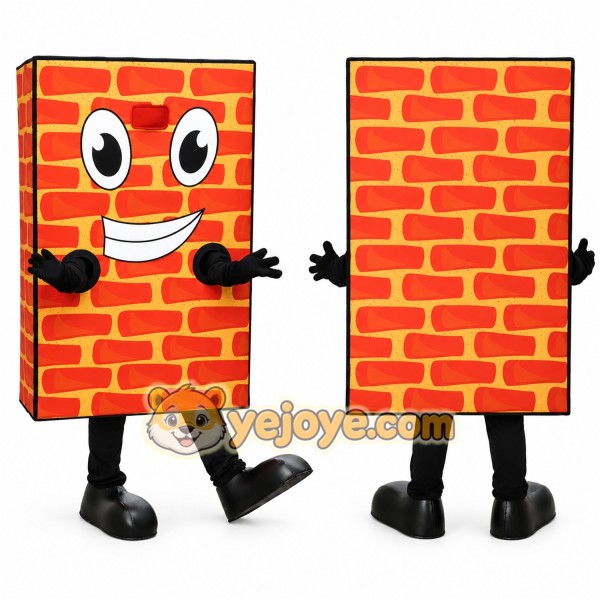 Brick Wall Mascot Costume Adult Cartoon Block Character Suit Full Body – Advertising Event Promotion Outfit