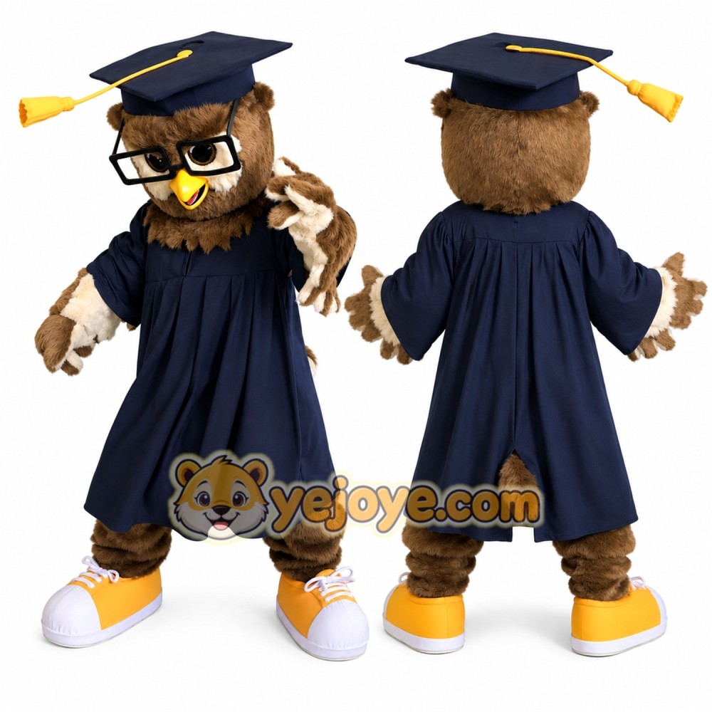 Owl Mascot Costume Adult Graduation Scholar Character Suit with Cap & Gown Full Body – School Event Promotion Outfit Owl Mascot Costume Adult Graduation Scholar Character Suit with Cap & Gown Full Body – School Event Promotion Outfit