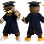 Owl Mascot Costume Adult Graduation Scholar Character Suit with Cap & Gown Full Body – School Event Promotion Outfit