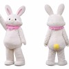 White Bunny Mascot Costume Adult Cute Rabbit Character Suit Full Body with Pink Scarf – Easter Party Event Promotion Outfit