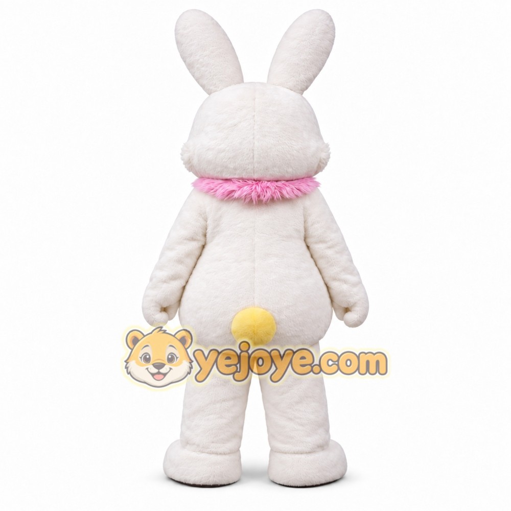 White Bunny Mascot Costume Adult Cute Rabbit Character Suit Full Body with Pink Scarf – Easter Party Event Promotion Outfit White Bunny Mascot Costume Adult Cute Rabbit Character Suit Full Body with Pink Scarf – Easter Party Event Promotion Outfit