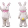White Bunny Mascot Costume Adult Cute Rabbit Character Suit Full Body with Pink Scarf – Easter Party Event Promotion Outfit