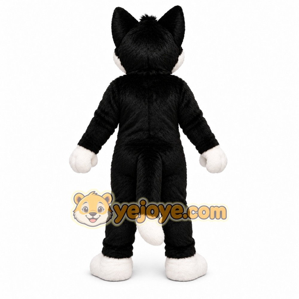 Black & White Cat Mascot Costume Adult Full Body Cartoon Animal Suit for Events & Parties Black & White Cat Mascot Costume Adult Full Body Cartoon Animal Suit for Events & Parties