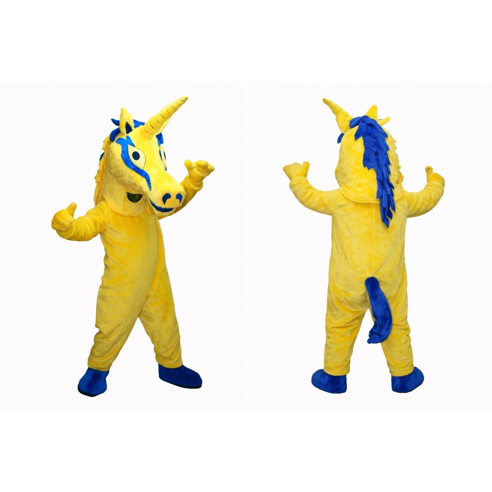 Yellow Unicorn Mascot Costume Adult Full Body Animal Suit for Events Parties & Promotions