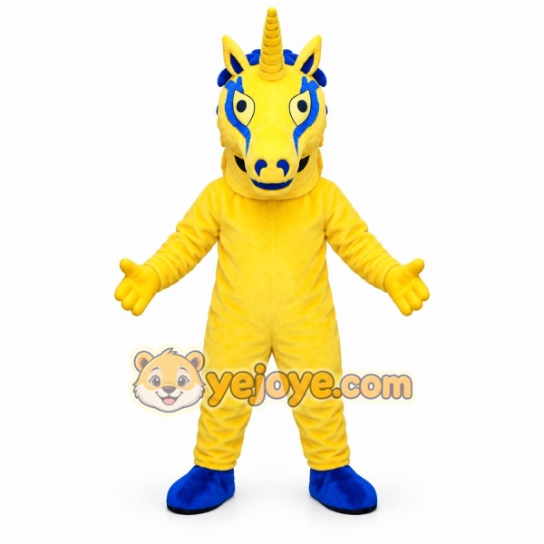 Yellow Unicorn Mascot Costume Adult Full Body Animal Suit for Events Parties & Promotions