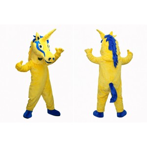 Yellow Unicorn Mascot Costume Adult Full Body Animal Suit for Events Parties & Promotions