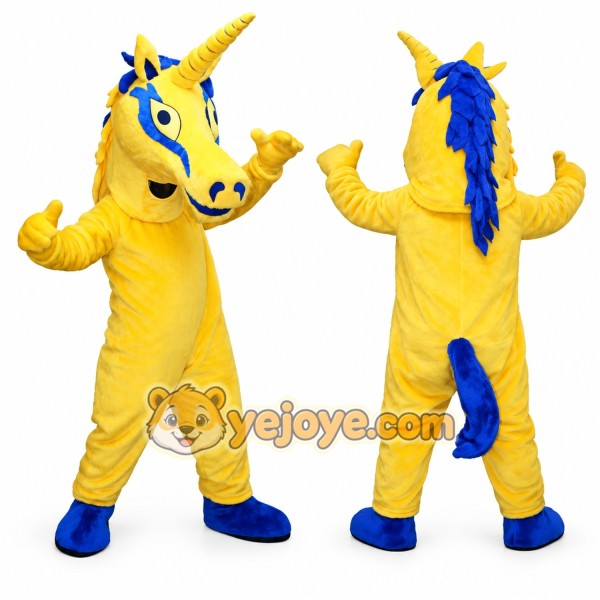 Yellow Unicorn Mascot Costume Adult Full Body Animal Suit for Events Parties & Promotions