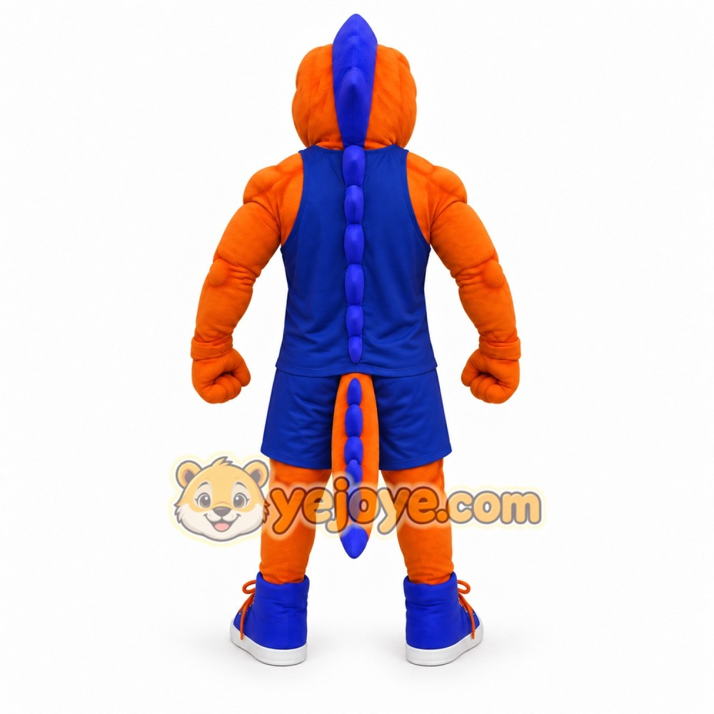 Orange Dinosaur Mascot Costume Adult Full Body Muscle Animal Suit with Sports Outfit for Events & Promotions Orange Dinosaur Mascot Costume Adult Full Body Muscle Animal Suit with Sports Outfit for Events & Promotions