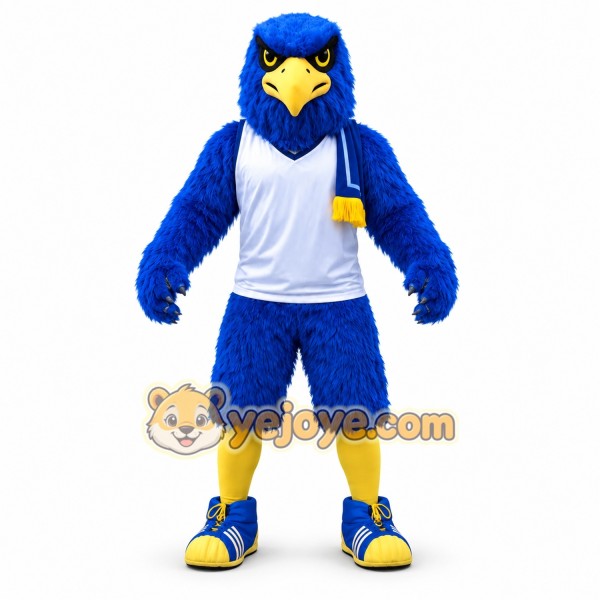 Blue Eagle Mascot Costume Adult Full Body Bird Character Suit with Sports Style for Events & Promotions