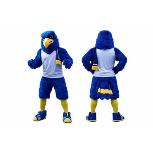 Blue Eagle Mascot Costume Adult Full Body Bird Character Suit with Sports Style for Events & Promotions