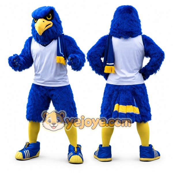 Blue Eagle Mascot Costume Adult Full Body Bird Character Suit with Sports Style for Events & Promotions