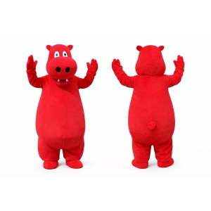 Red Hippo Mascot Costume Adult Full Body Cartoon Animal Suit for Events, Promotions & Theme Parties