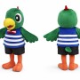 Green Parrot Mascot Costume Adult Full Body Cartoon Bird Character with Striped Shirt for Events, Promotions & Parties