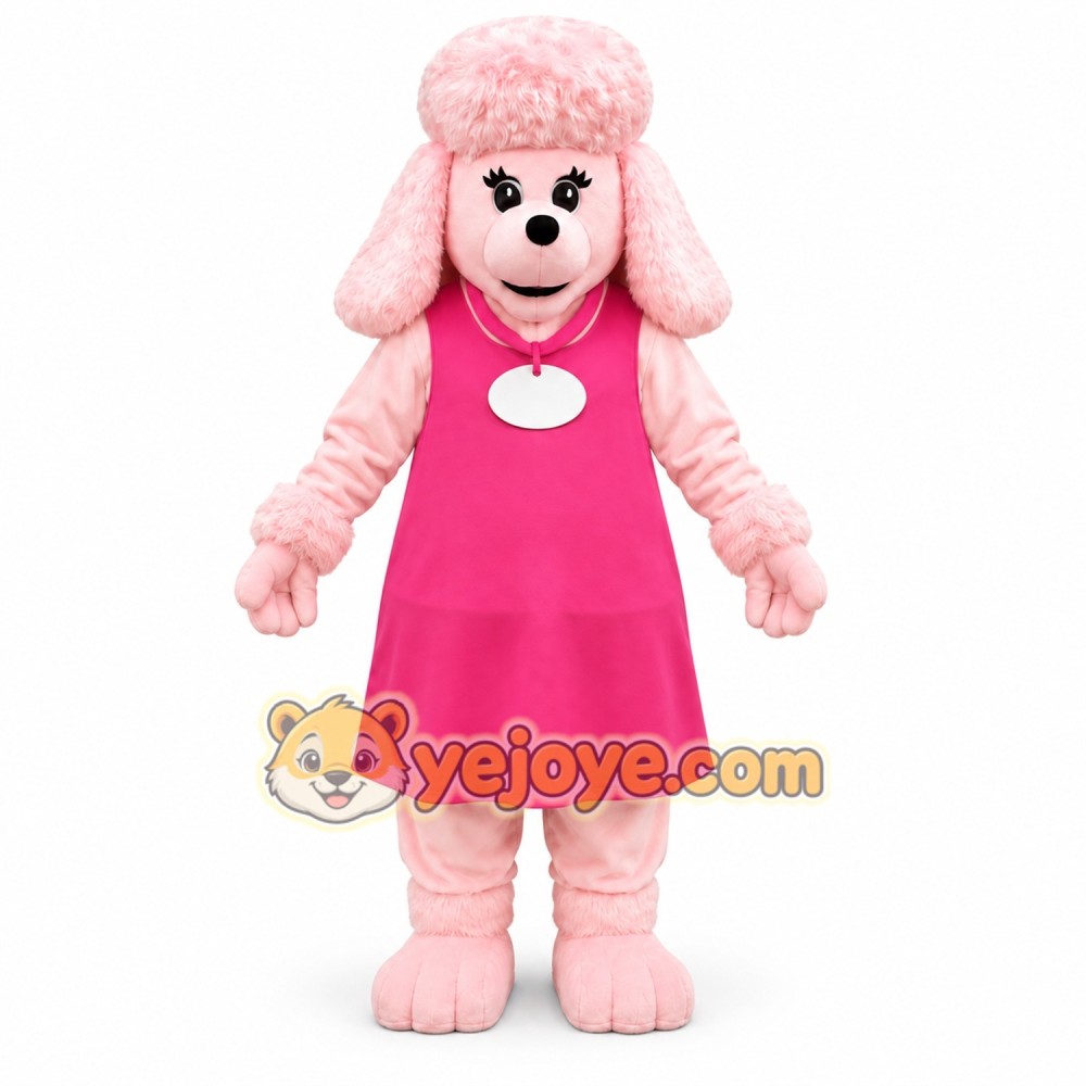 Pink Poodle Mascot Costume Adult Full Body Dog Character Outfit for Events, Promotions & Parties