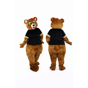 Brown Bear Mascot Costume Adult Cute Cartoon Animal Character with T-Shirt for Events, Promotions & Parties