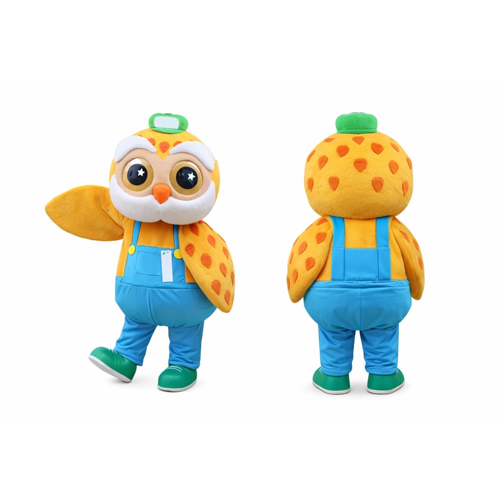 Owl Mascot Costume Adult Cartoon Bird Character with Overalls for Events, Promotions & Party Use