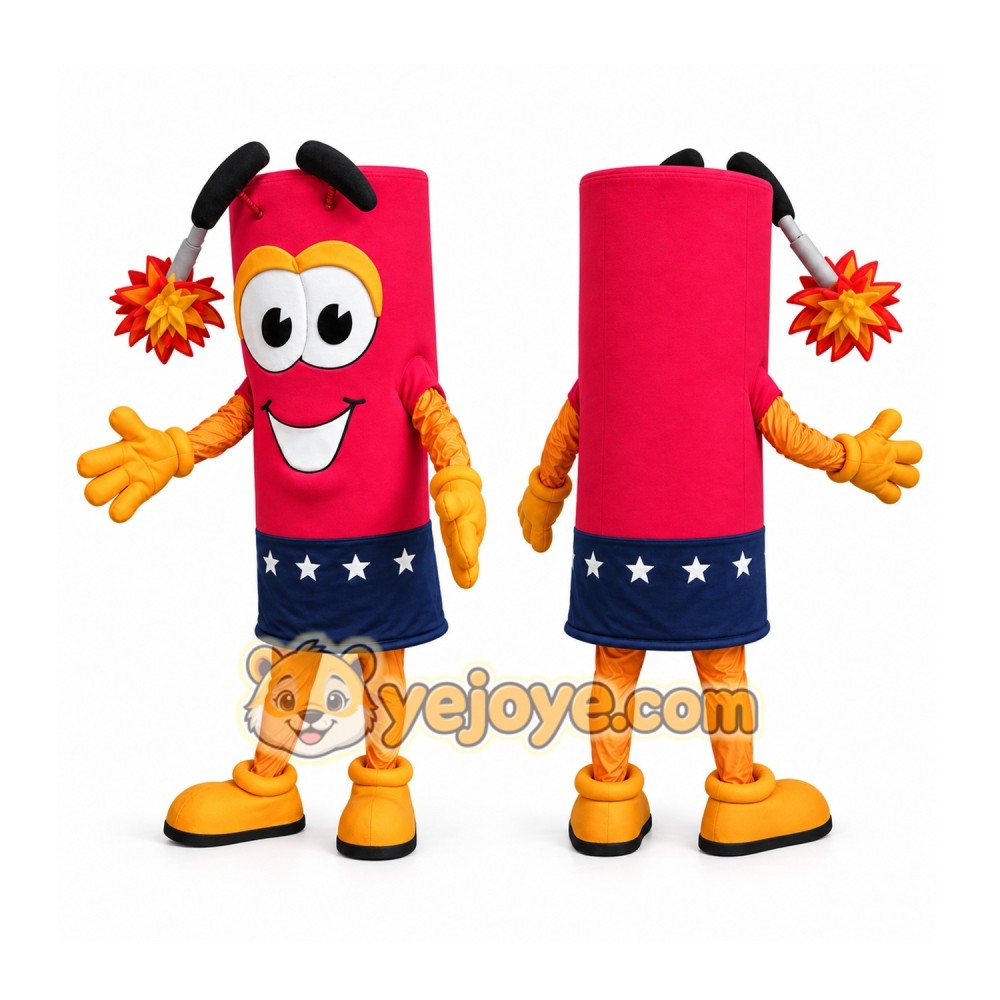 Firecracker Mascot Costume Adult Cartoon Festival Character Outfit for Events, Promotions & Celebrations