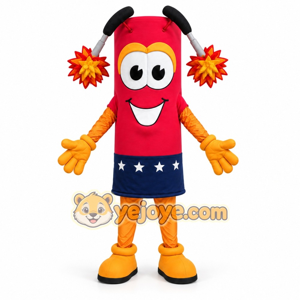 Firecracker Mascot Costume Adult Cartoon Festival Character Outfit for Events, Promotions & Celebrations