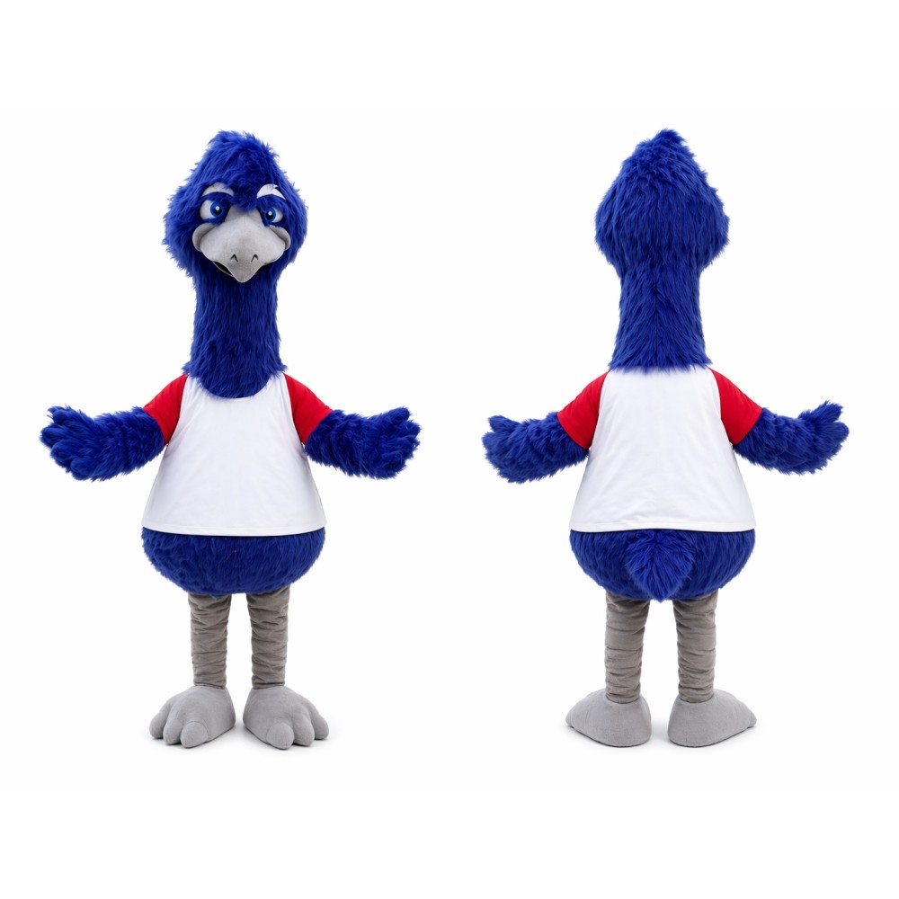 Blue Ostrich Mascot Costume Adult Animal Bird Character Outfit for Events and Promotions