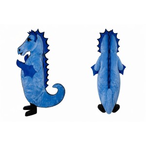 Blue Seahorse Mascot Costume Adult Ocean Animal Character Outfit for Parties and Events