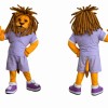 Lion Mascot Costume Adult Cartoon Animal Character Outfit with Purple Sportswear for Events and Promotions