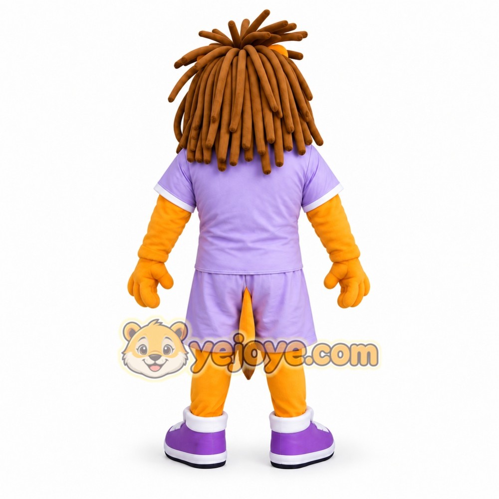 Lion Mascot Costume Adult Cartoon Animal Character Outfit with Purple Sportswear for Events and Promotions Lion Mascot Costume Adult Cartoon Animal Character Outfit with Purple Sportswear for Events and Promotions