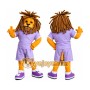 Lion Mascot Costume Adult Cartoon Animal Character Outfit with Purple Sportswear for Events and Promotions