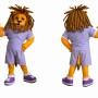 Lion Mascot Costume Adult Cartoon Animal Character Outfit with Purple Sportswear for Events and Promotions