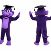 Purple Monkey Mascot Costume Adult Cartoon Animal Character Outfit with Graduation Cap for School Events