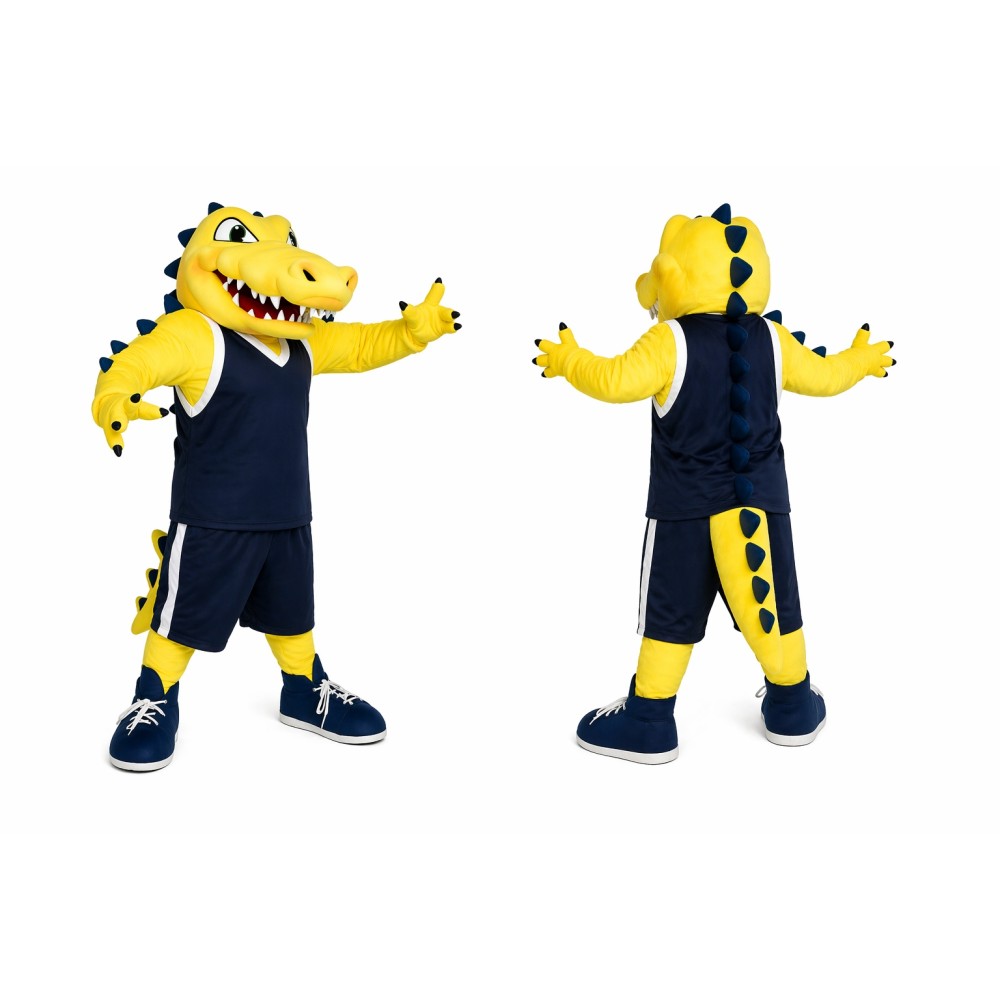 Yellow Alligator Mascot Costume Adult Full Body Crocodile Character Outfit for Sports Events & Parties