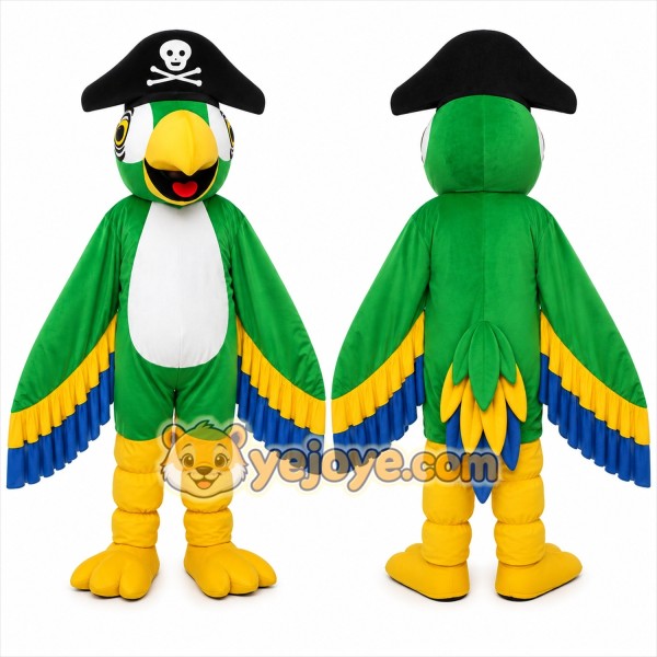 Pirate Parrot Mascot Costume Adult Cartoon Pirate Bird Character Mascot Suit