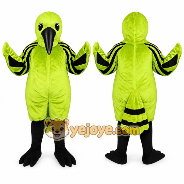 Green Bird Mascot Costume Adult Tropical Bird Character Mascot Suit