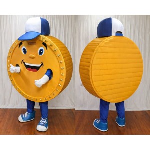 Gold Coin Character Mascot Costume with Cap