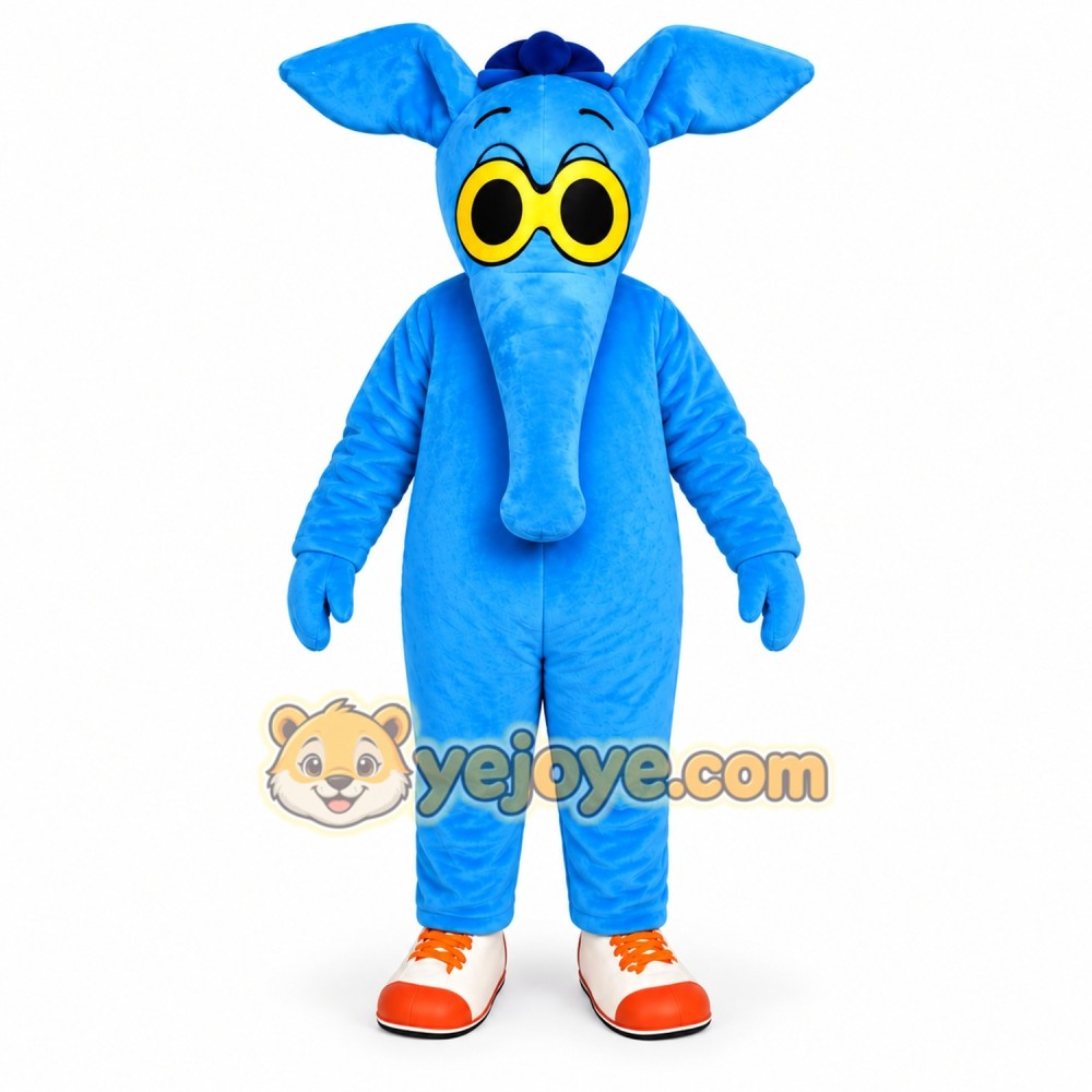 Blue Elephant Cartoon Mascot Costume Blue Elephant Cartoon Mascot Costume