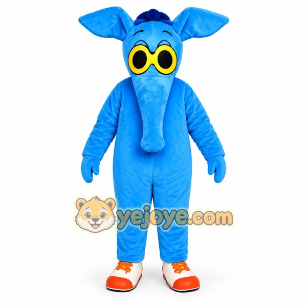 Blue Elephant Cartoon Mascot Costume