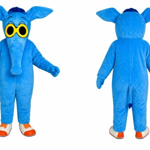 Blue Elephant Cartoon Mascot Costume
