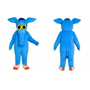 Blue Elephant Cartoon Mascot Costume