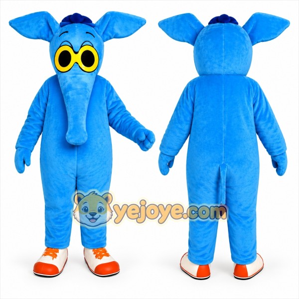 Blue Elephant Cartoon Mascot Costume