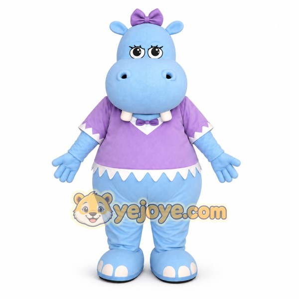 Cute Hippo Mascot Costume Purple Dress