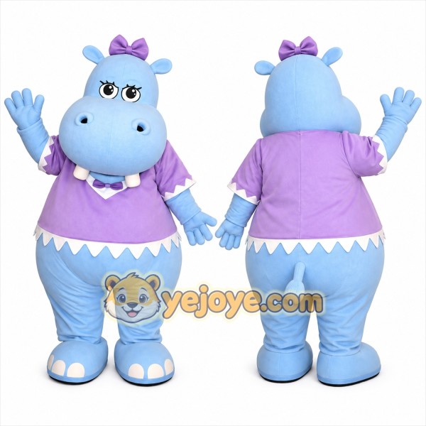 Cute Hippo Mascot Costume Purple Dress