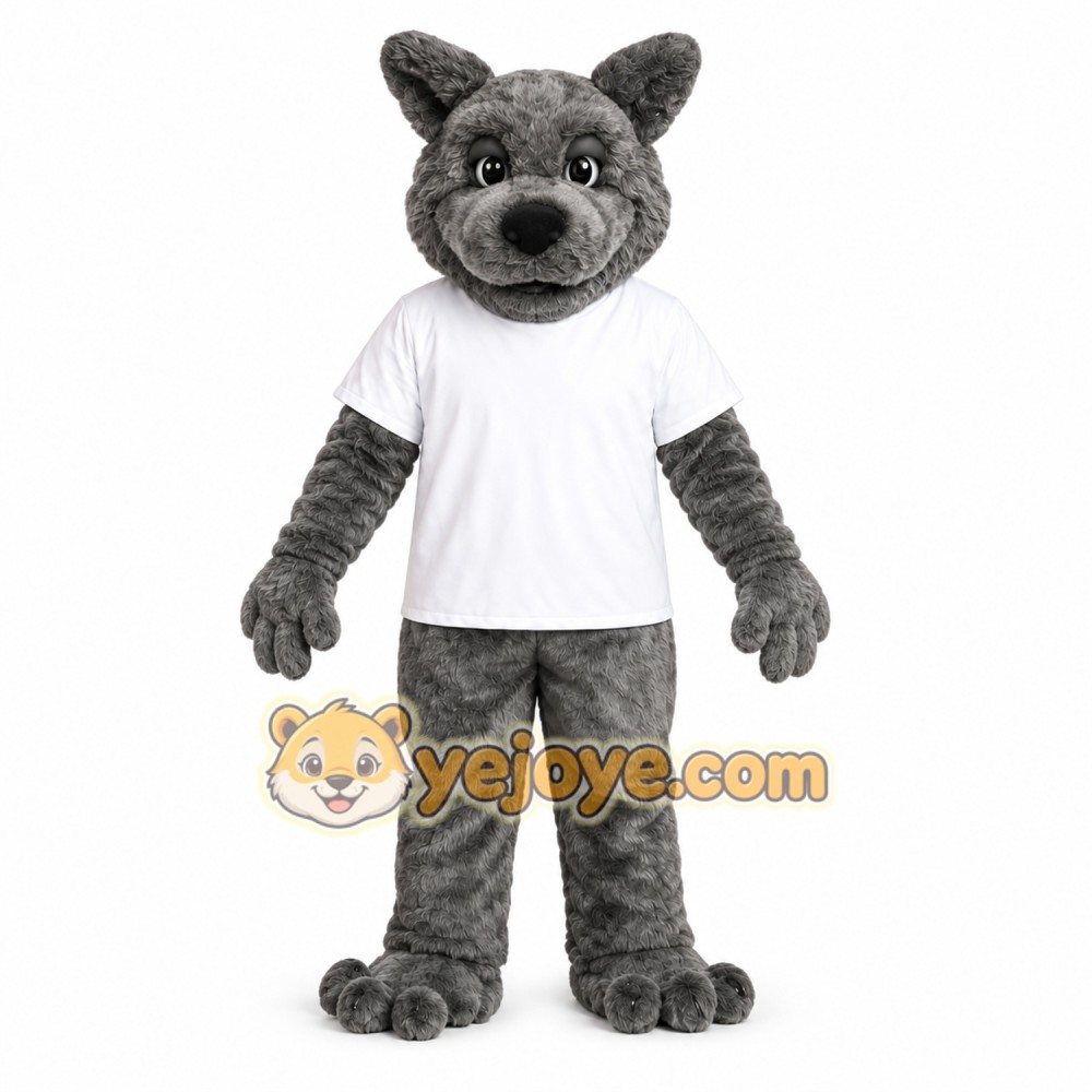 Gray Wolf Mascot Costume with T-Shirt