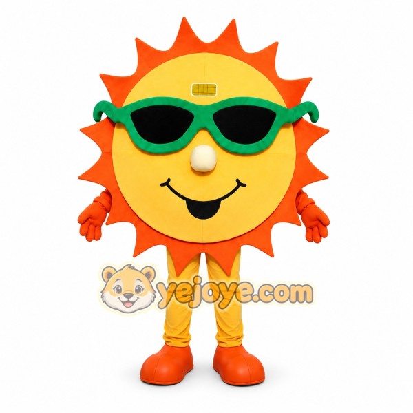 Smiling Sunshine Mascot Costume with Sunglasses