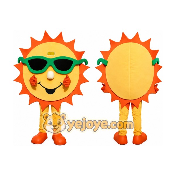 Smiling Sunshine Mascot Costume with Sunglasses