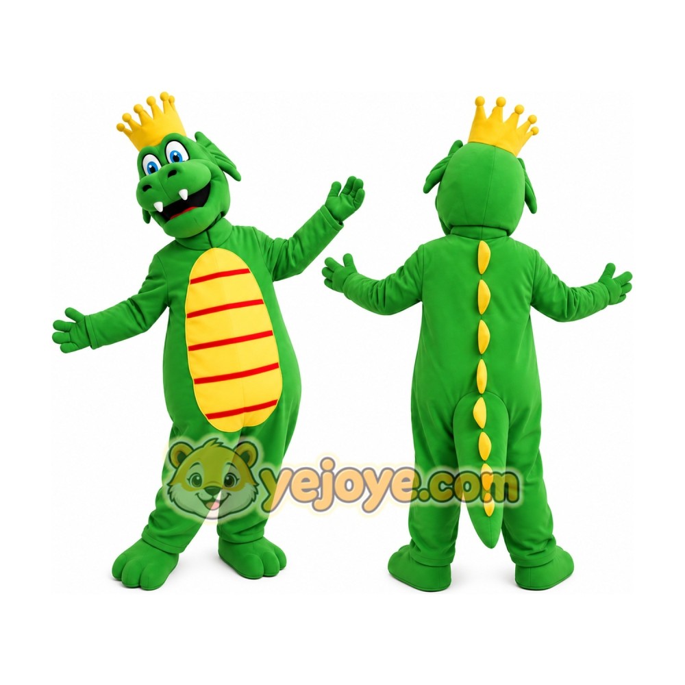 King Crocodile Dragon Mascot Costume with Crown King Crocodile Dragon Mascot Costume with Crown