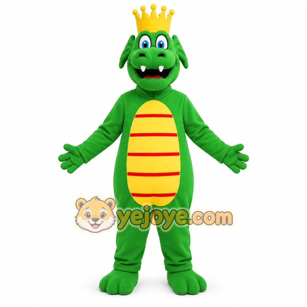 King Crocodile Dragon Mascot Costume with Crown King Crocodile Dragon Mascot Costume with Crown