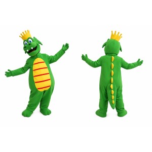 King Crocodile Dragon Mascot Costume with Crown